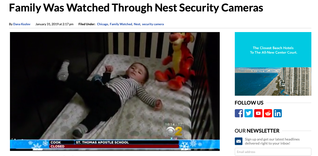 News story shows baby in crib after family's Nest camera hacked