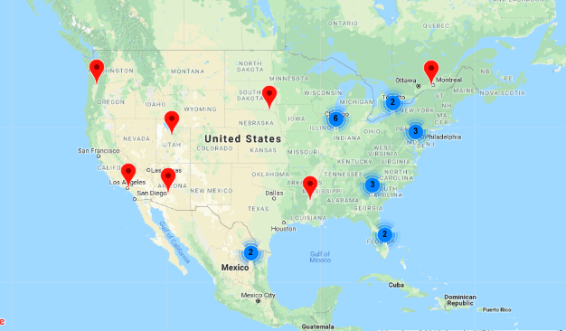 Map shows Hydro aluminum facilities in the U.S.