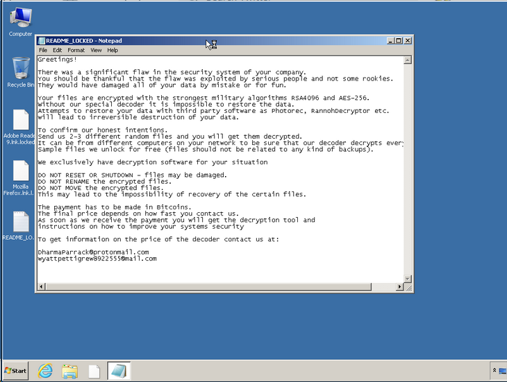 cyberattack ransom note