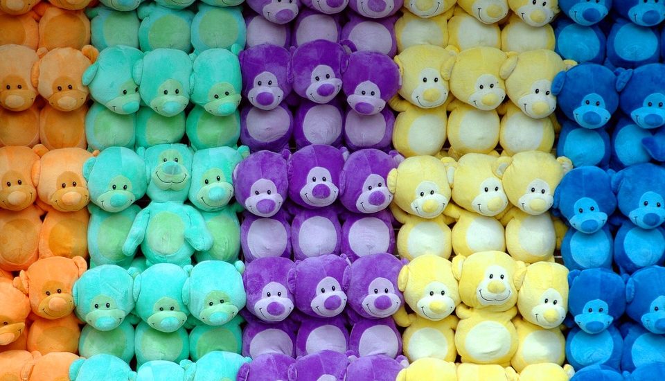 Stuffed animals at a carnival
