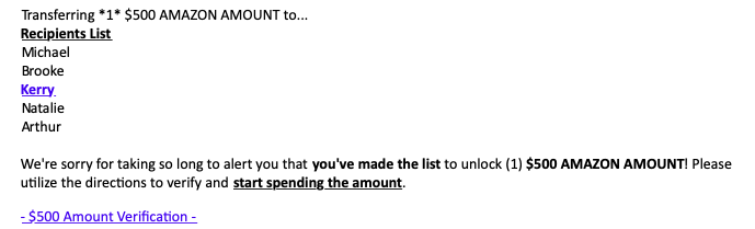 Amazon money email from Walmart job spam sender Start A Career Today