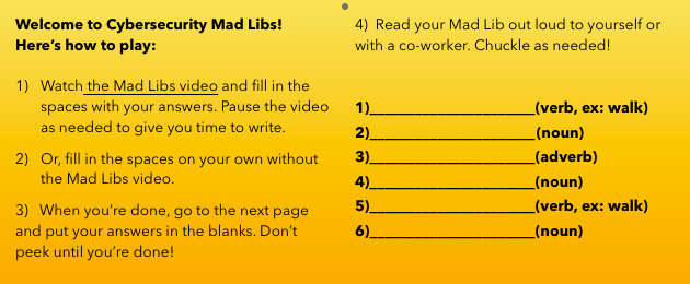 cybersecurity mad libs instructions