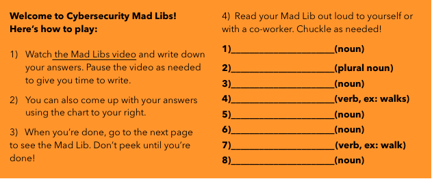 cybersecurity mad libs instructions